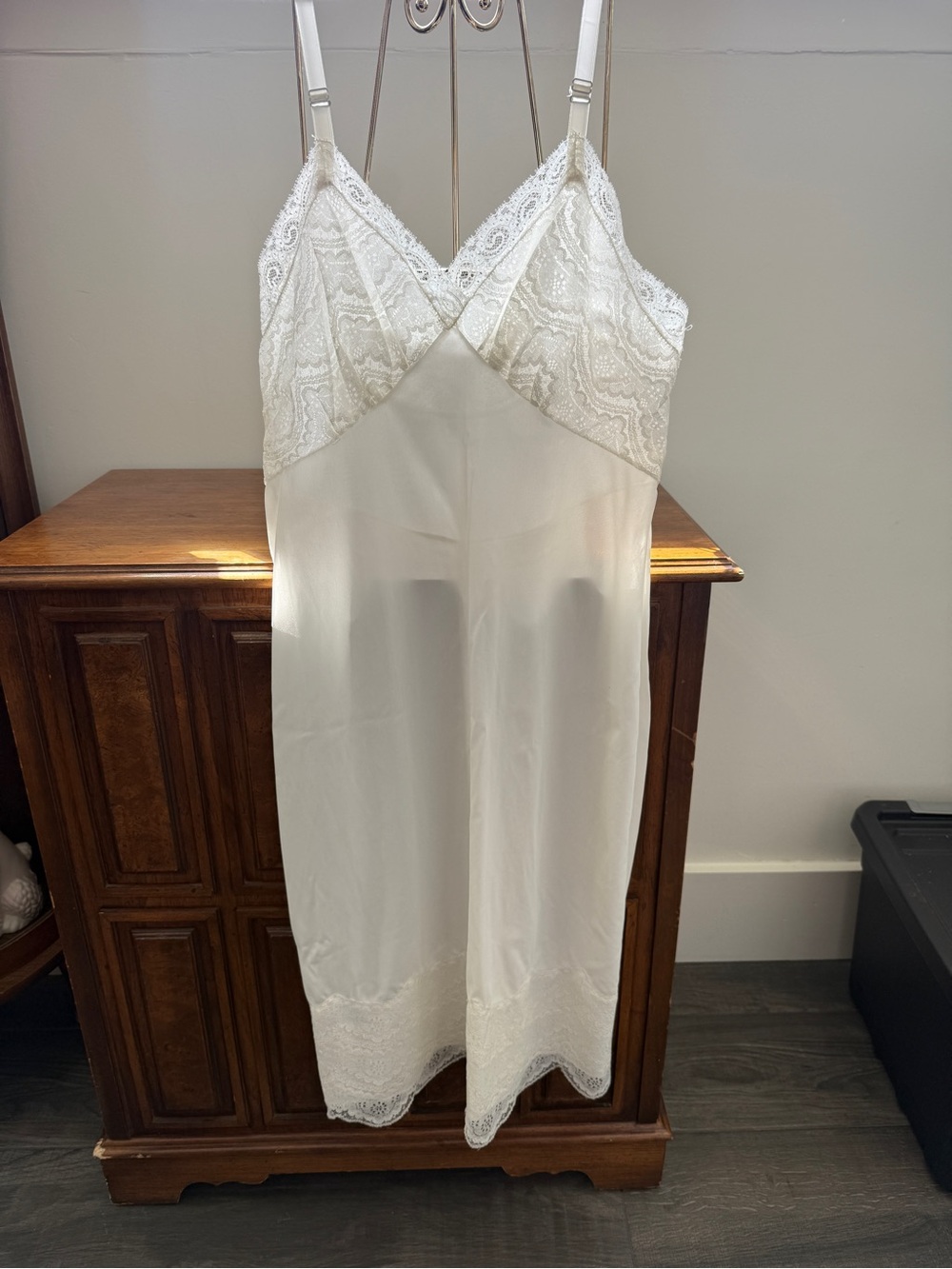 Vintage 1960’s- Delicate Lace Trim Full Slip- Nylon Dress